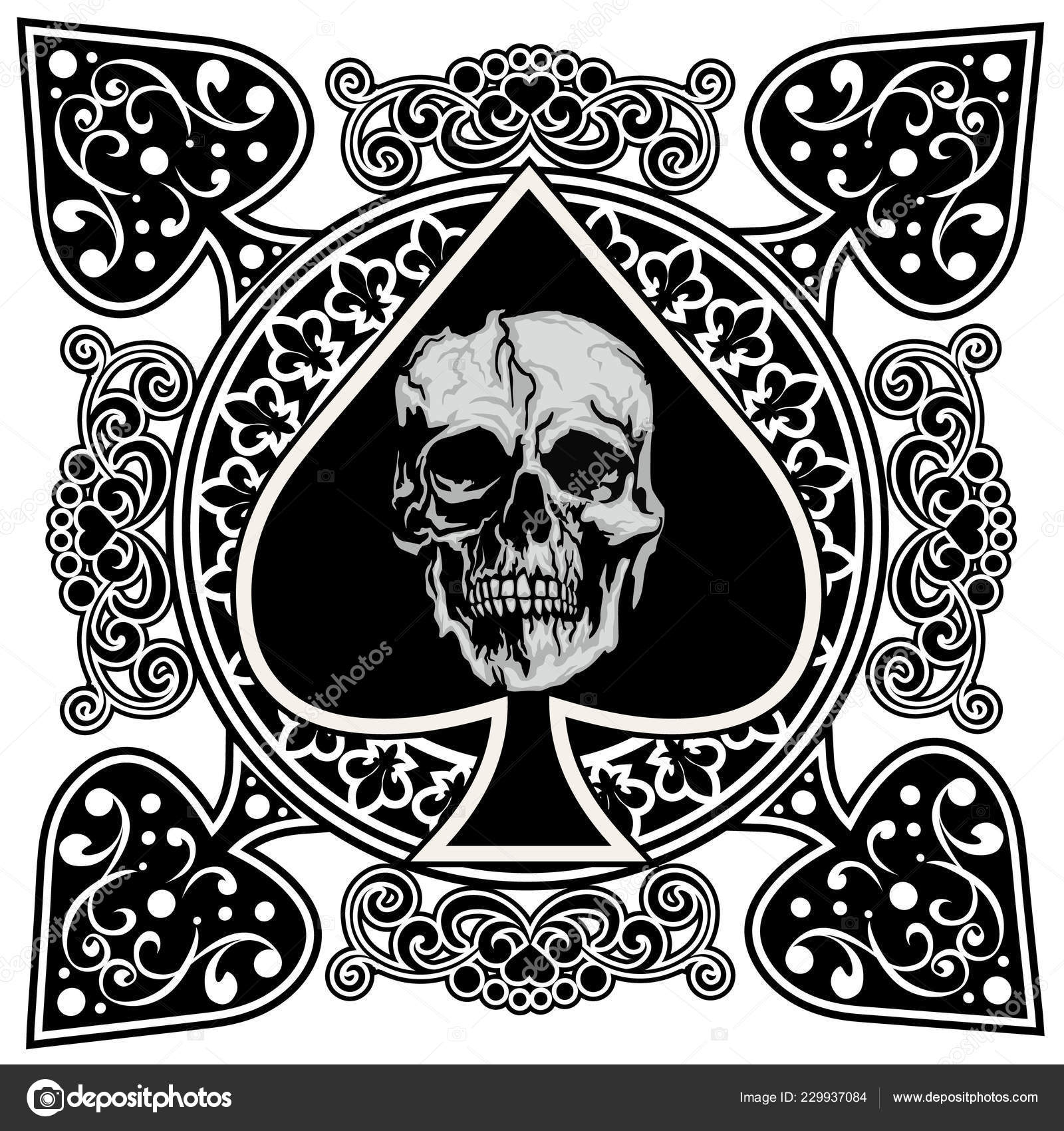 Playing Card Ace Spades Skull Stock Vector Image by ©amid999 229937084