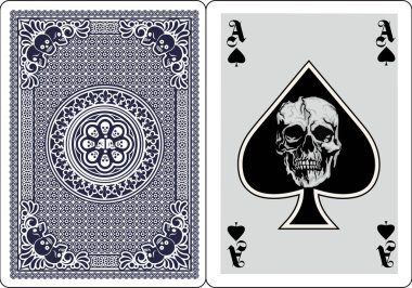 playing card, ace of spades with skull clipart