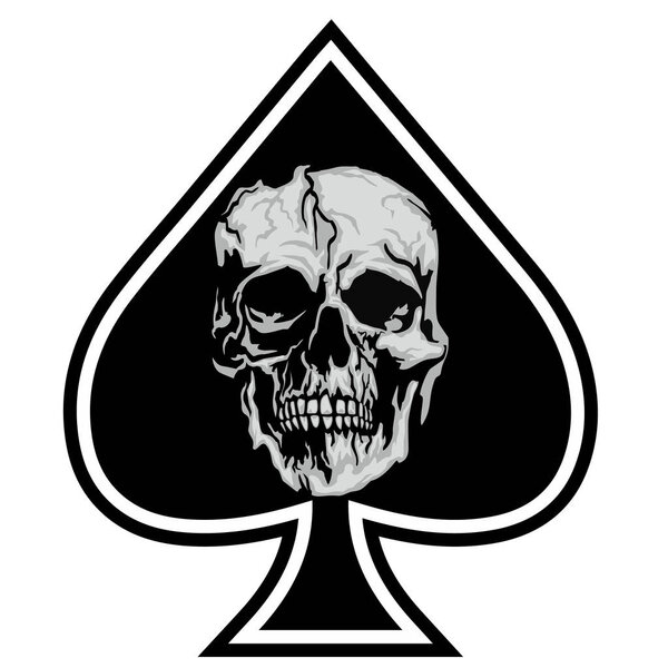 playing card, ace of spades with skull