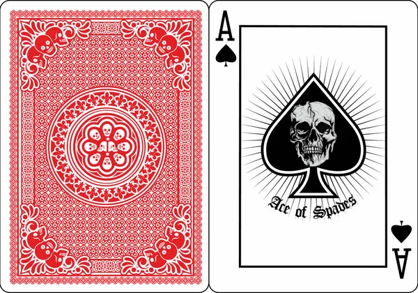 Spielkarte Pik Ass Mit Totenkopf — Stockvektor