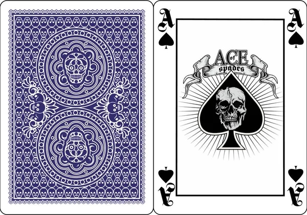 Spielkarte Pik Ass Mit Totenkopf — Stockvektor