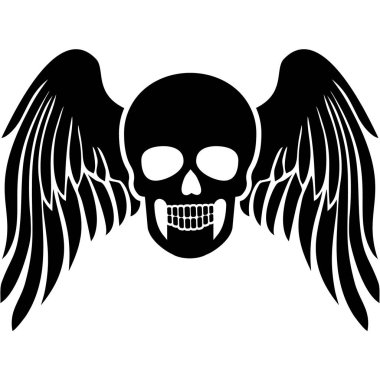 Kafatası ve kanatlı gotik tabela, grunge vintage tasarım tişörtler