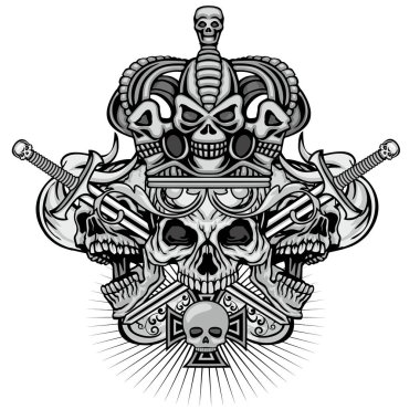 Kafatası, grunge vintage tasarım t shirt ile Gotik arması