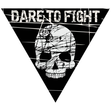 askeri işaretiyle agresif bir kafatası bir üçgen içinde tasarım t-shirt için