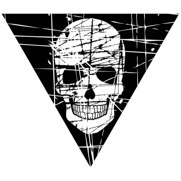Агрессивный Военный Знак Черепом Треугольнике Дизайн Футболок — стоковый вектор