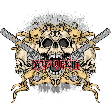 kafatası, grunge vintage tasarım t shirt ile agresif amblemi