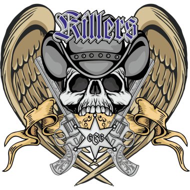 kafatası, grunge vintage tasarım t shirt ile agresif amblemi