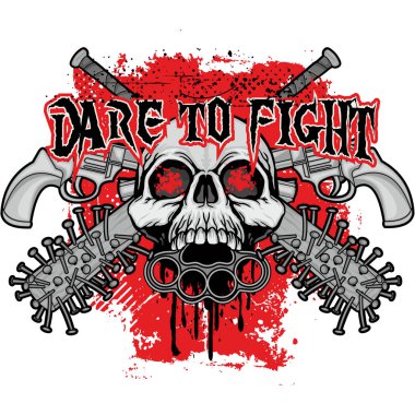 kafatası, grunge vintage tasarım t shirt ile agresif amblemi