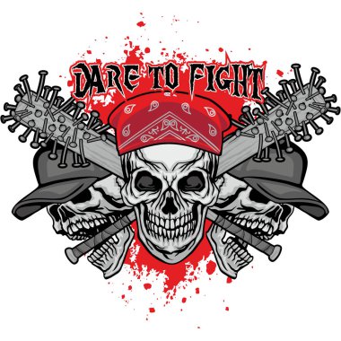 kafatası, grunge vintage tasarım t shirt ile agresif amblemi