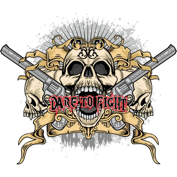 kafatası, grunge vintage tasarım t shirt ile agresif amblemi