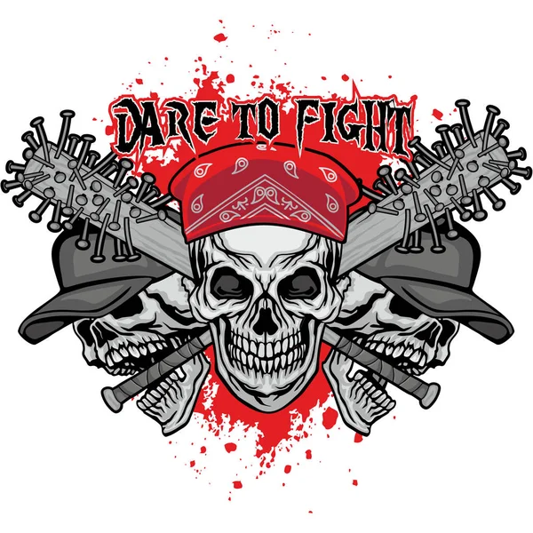 kafatası, grunge vintage tasarım t shirt ile agresif amblemi