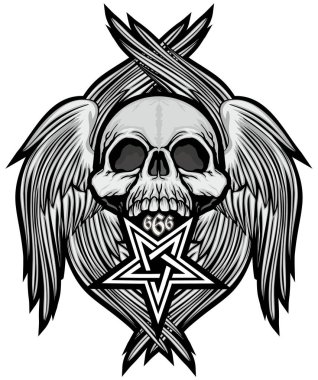 Kafatası ile gotik tabela, grunge vintage tasarım tişörtler