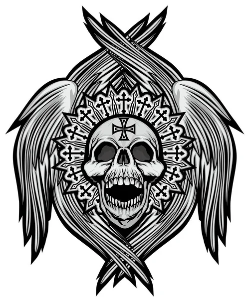 Panneau Gothique Avec Crâne Shirts Design Vintage Grunge — Image vectorielle