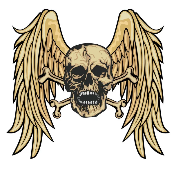 頭蓋骨と翼を持つゴシックサイン グランジヴィンテージデザインTシャツ — ストックベクタ