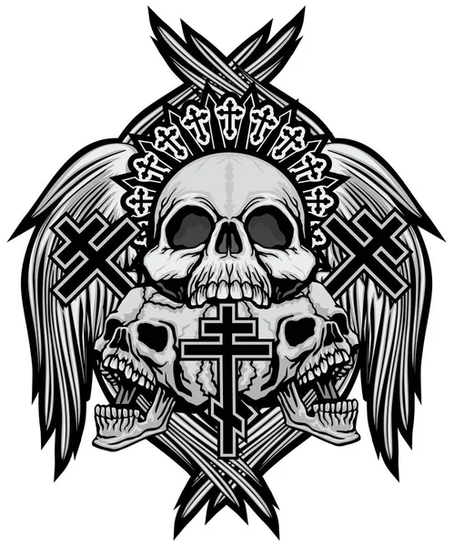 Kafatası, grunge vintage tasarım t shirt ile Gotik arması