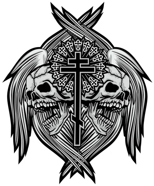 Kafatası, grunge vintage tasarım t shirt ile Gotik arması