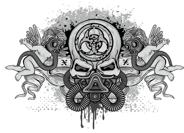 Gothic Coat Arms Skull Grunge Vintage Design Shirts Stock Illustration