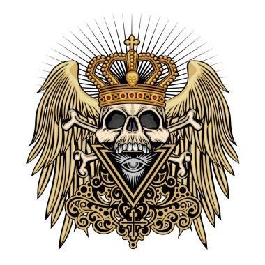 Kafatası, grunge vintage tasarım t shirt ile Gotik arması