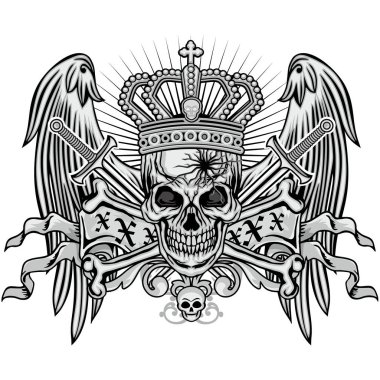 Kafatası ile gotik tabela, grunge vintage tasarım tişörtler