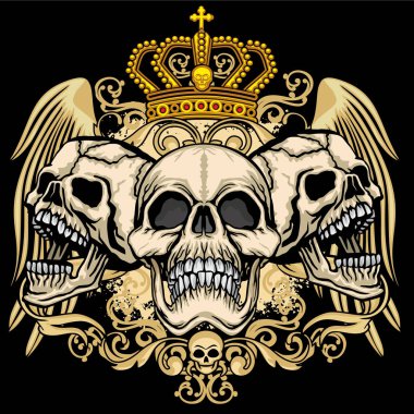 Kafatası ile gotik tabela, grunge vintage tasarım tişörtler