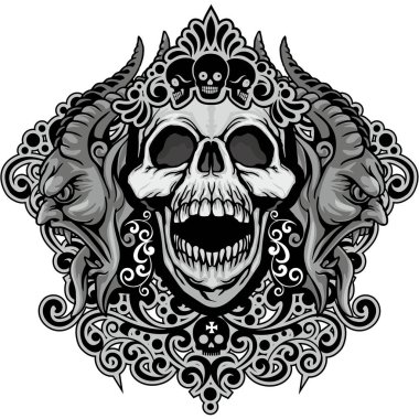 Kafatası ile gotik tabela, grunge vintage tasarım tişörtler