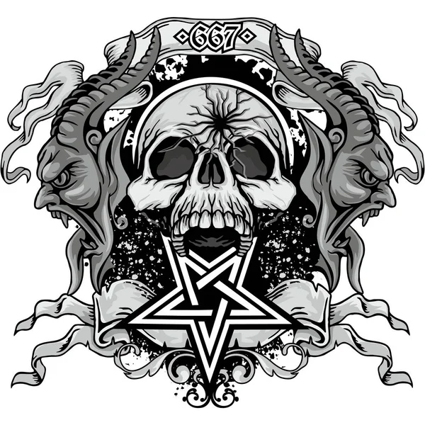 Gothic Sign Skull Grunge Vintage Design Shirts — Stock Vector