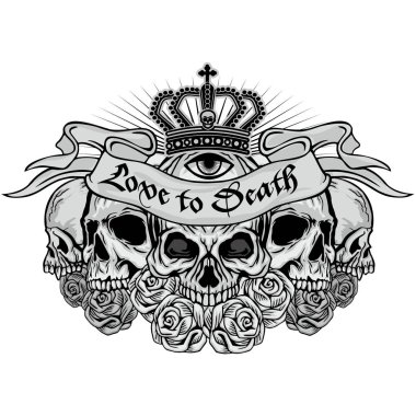 Kafatası ile gotik tabela, grunge vintage tasarım tişörtler