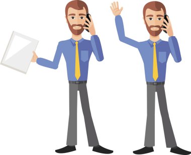 iş illüstrasyon, dostum bir kravat telefon ile düz