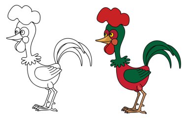 boyama sayfaları ile komik hayvan, çocuk için horoz