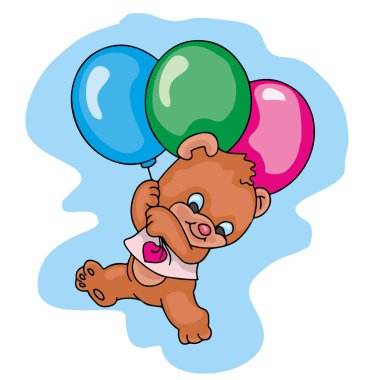 komik hayvanlar, oyuncak ayı balon ile çocuk için sayfaları renklendirme