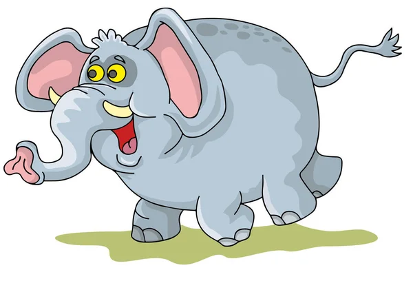 Coloring Pages Childrens Funny Animals Happy Elephant — Stock Vector