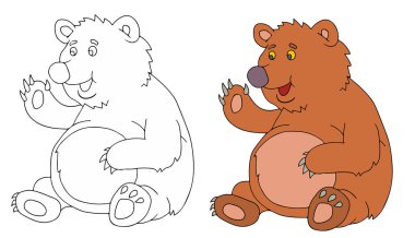 boyama sayfaları ile komik hayvanlar, komik çocuk için ayı