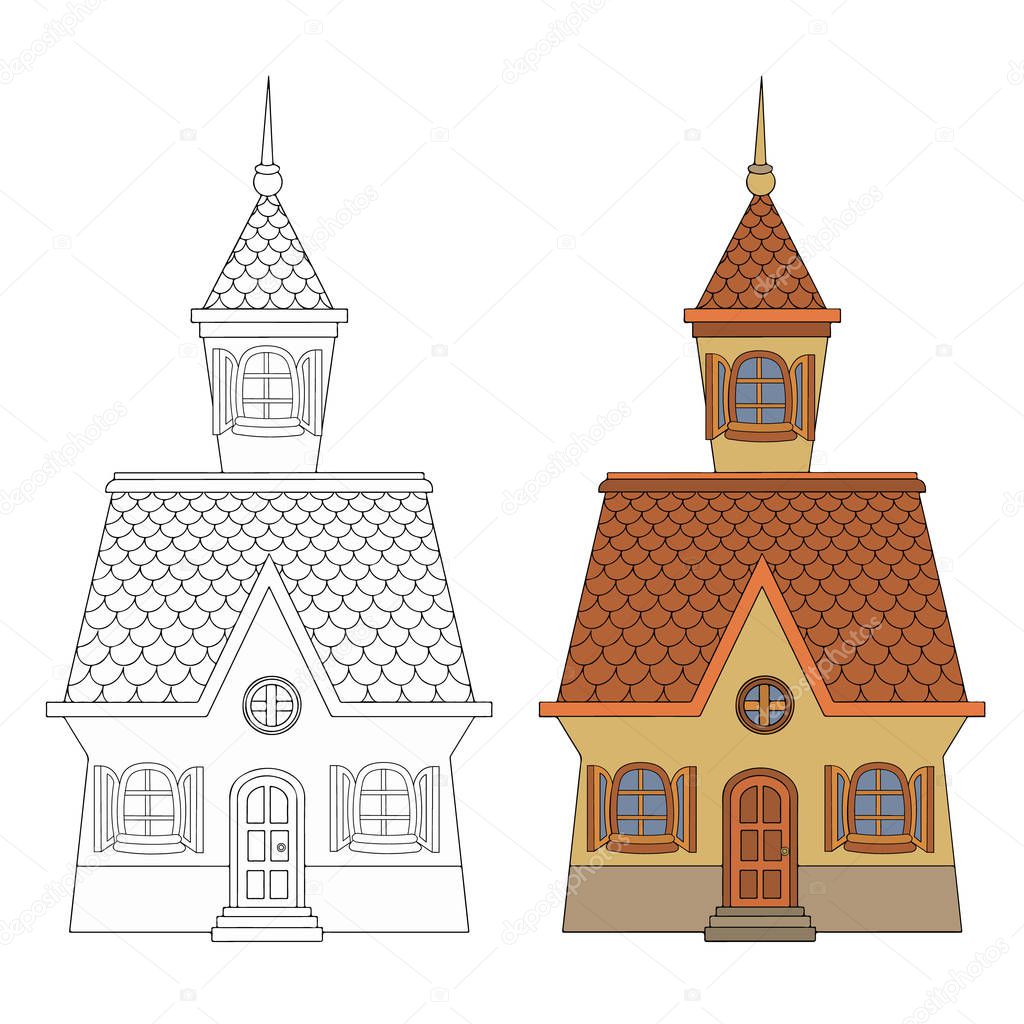Coloring Pages For Childrens With Fabulous Houses Premium Vector In Adobe Illustrator Ai Ai Format Encapsulated Postscript Eps Eps Format
