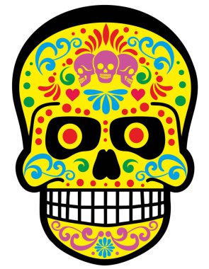 Kutsal ölüm, gün ölü, Meksika şeker kafatası, vintage tasarım t shirt