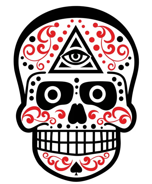 Kutsal Ölüm Gün Ölü Meksika Şeker Kafatası Vintage Tasarım Shirt — Stok Vektör