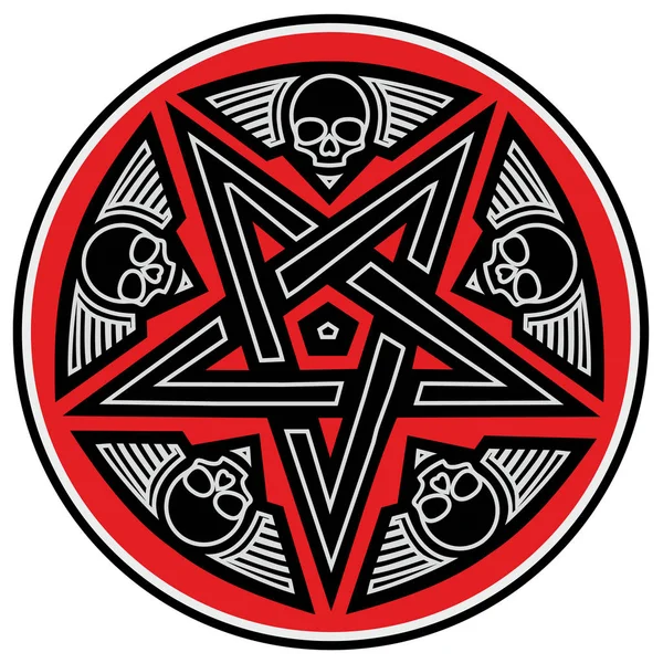 Gothic Sign Pentagram Skull Grunge Vintage Design Shirts — Stock Vector