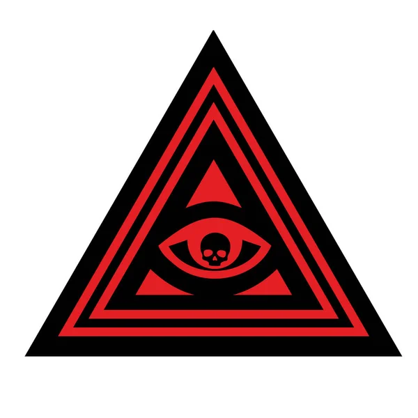 Masonic Sign Eye Triangle Skull — Stock Vector