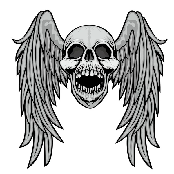 Panneau Gothique Avec Crâne Ailes Grunge Vintage Shirts Design — Image vectorielle