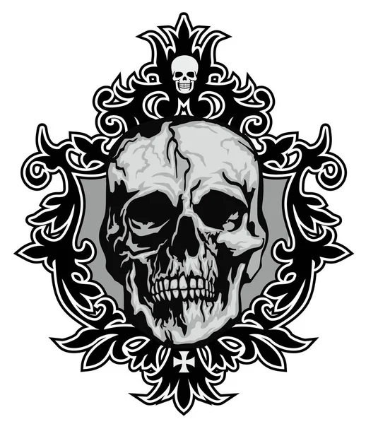 Signo Gótico Con Cráneo Camisetas Diseño Vintage Grunge — Vector de stock