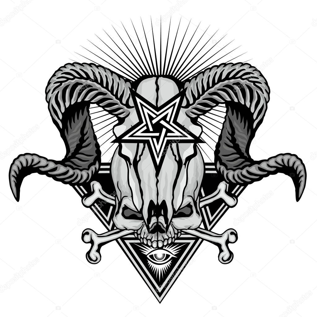 Gothic sign with goats skull, grunge vintage design t shirts