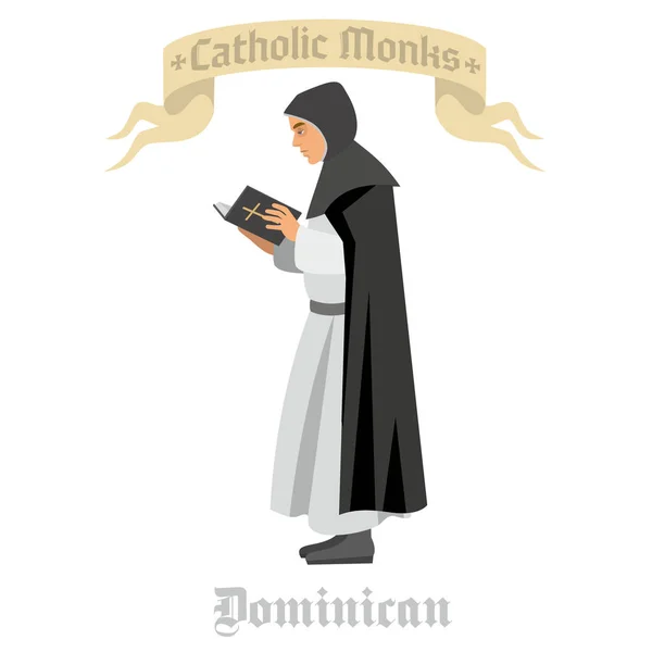 Katolicki Mnich Szatę Książką Modlitewną — Wektor stockowy