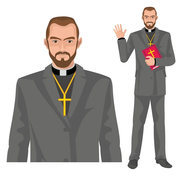 平らな ローブのカトリックの司祭 — ストックベクタ