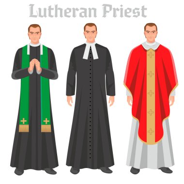 Yelek lutheran rahip, düz illüstrasyon