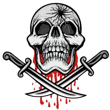 korsanlar kafatası ve hançer, grunge vintage tasarım t shirt ile imzalamak