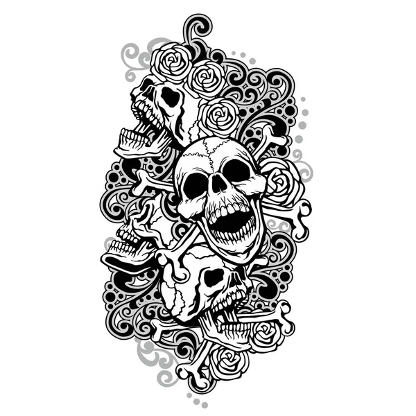 kafatası ve vintage desenli dövme kolu