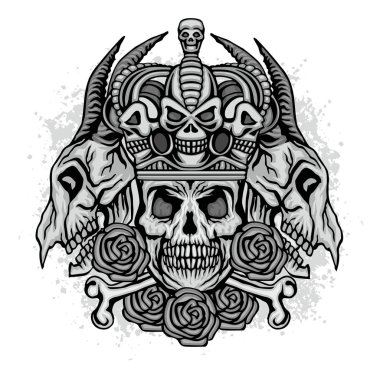 Kafatası ile gotik tabela, grunge vintage tasarım tişörtler