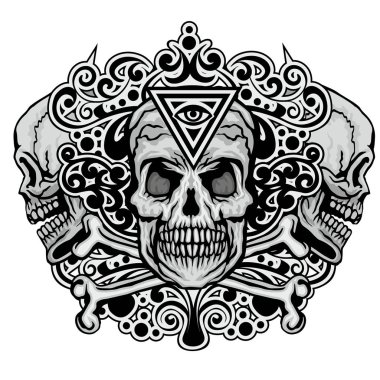 Kafatası ile gotik tabela, grunge vintage tasarım tişörtler