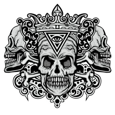 Kafatası ile gotik tabela, grunge vintage tasarım tişörtler