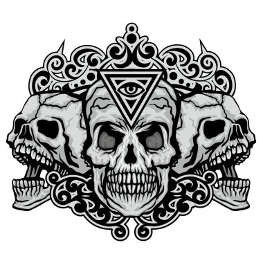 Kafatası ile gotik tabela, grunge vintage tasarım tişörtler