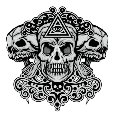 Kafatası ile gotik tabela, grunge vintage tasarım tişörtler